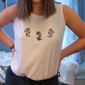 Sleeveless Blouse with Embroidery